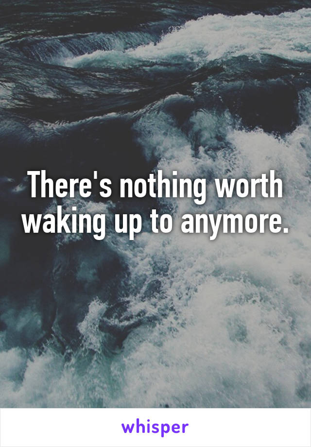 There's nothing worth waking up to anymore. 