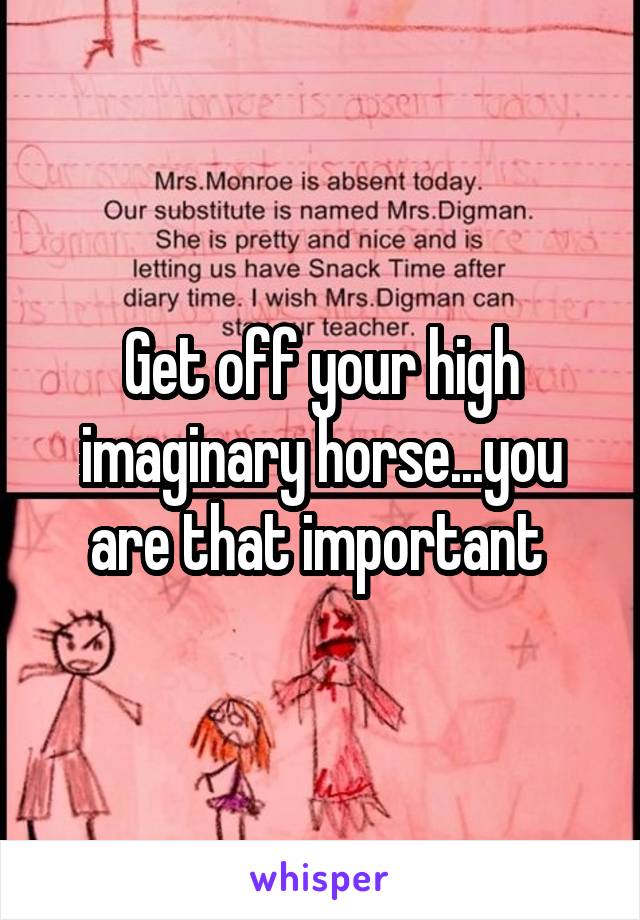 Get off your high imaginary horse...you are that important 