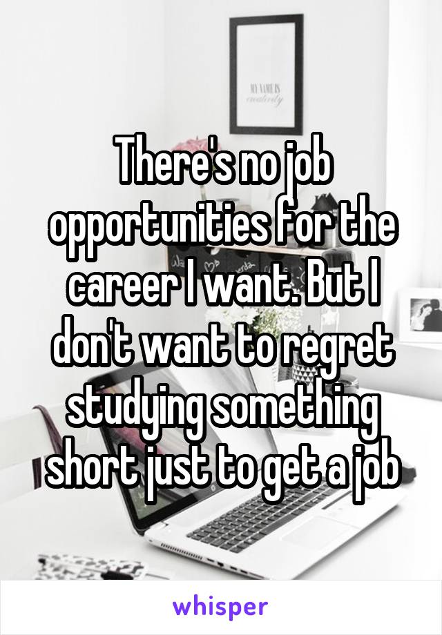 There's no job opportunities for the career I want. But I don't want to regret studying something short just to get a job