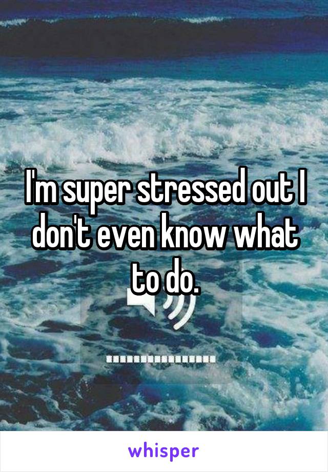 I'm super stressed out I don't even know what to do.