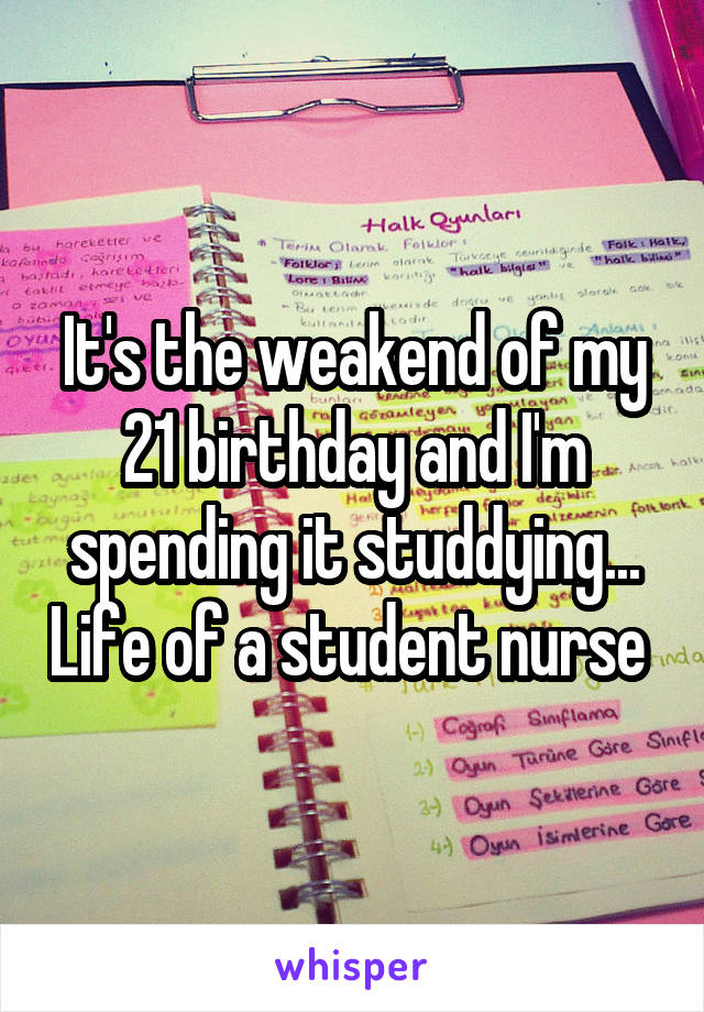 It's the weakend of my 21 birthday and I'm spending it studdying... Life of a student nurse 