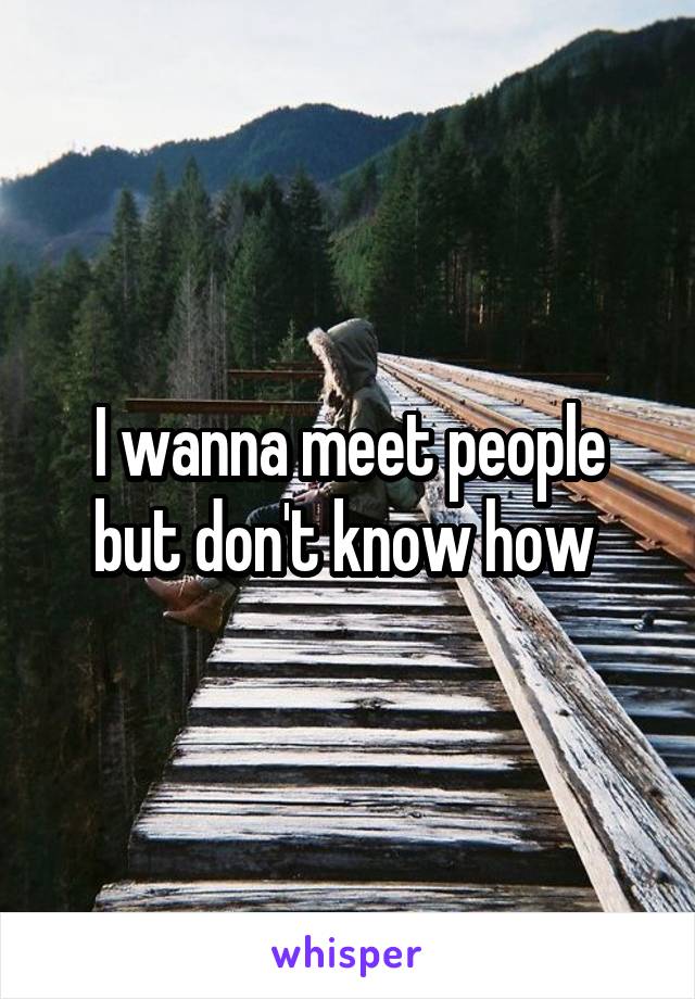 I wanna meet people but don't know how 