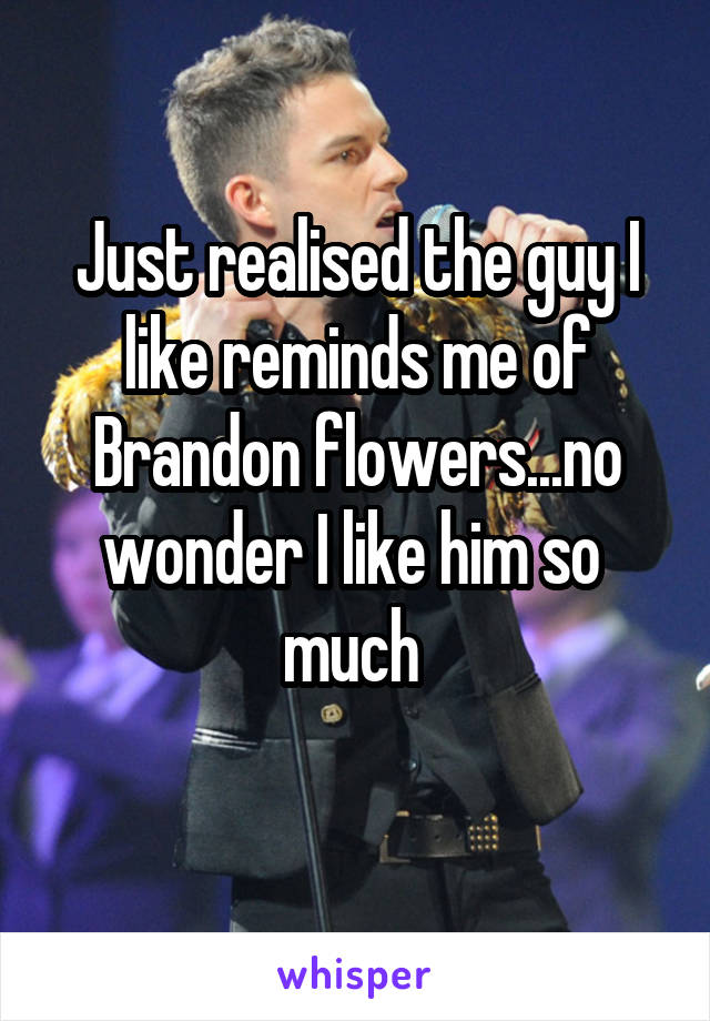 Just realised the guy I like reminds me of Brandon flowers...no wonder I like him so 
much 
