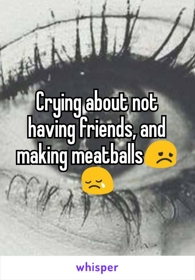 Crying about not having friends, and making meatballs😞😢