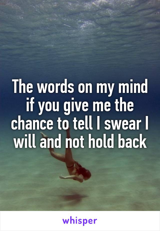 The words on my mind if you give me the chance to tell I swear I will and not hold back