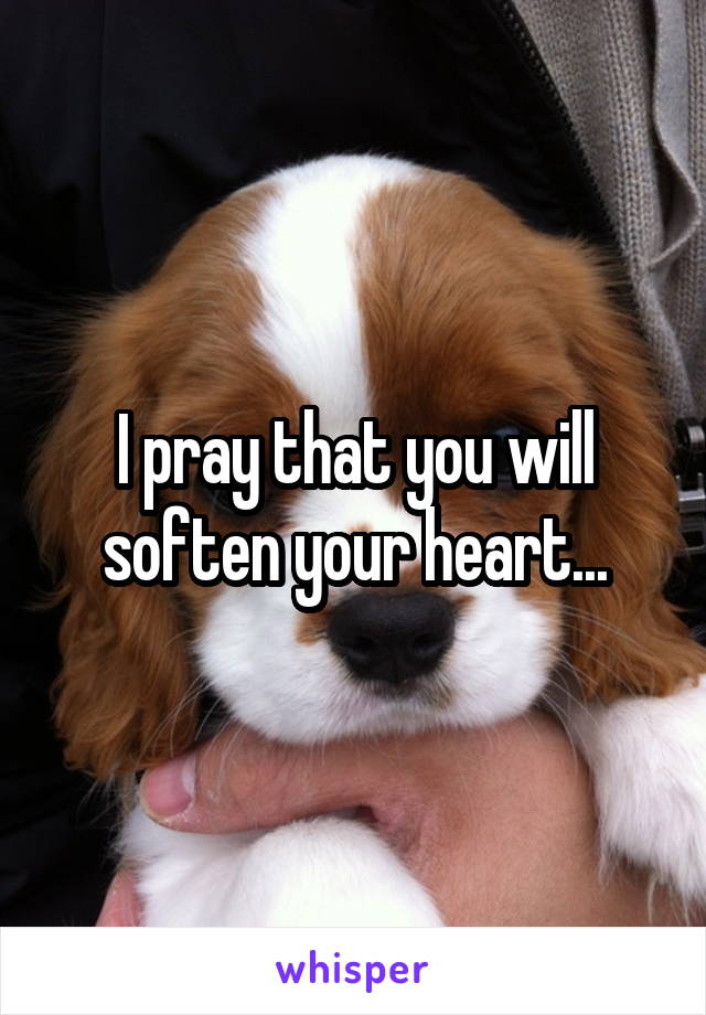 I pray that you will soften your heart...