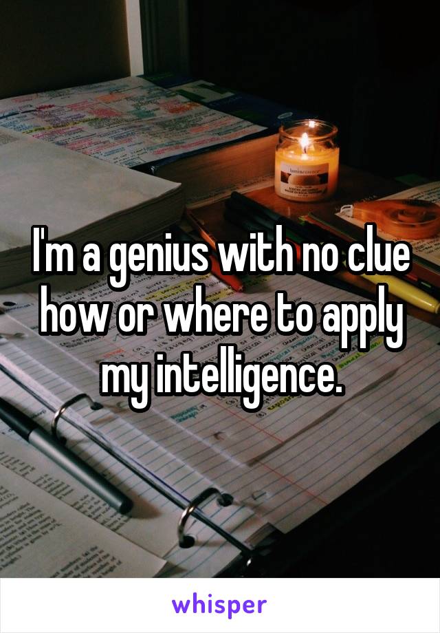 I'm a genius with no clue how or where to apply my intelligence.