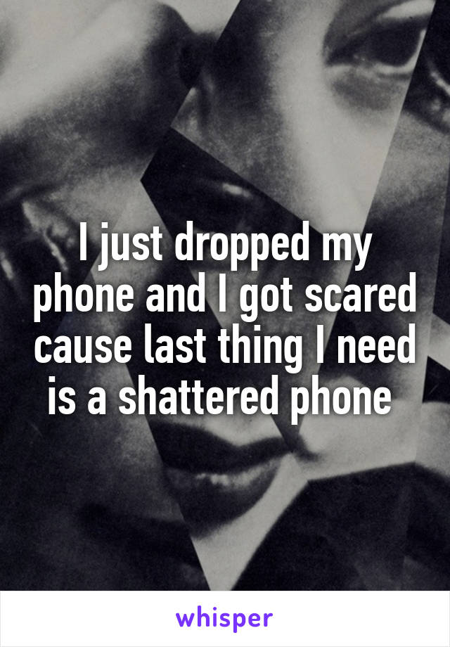 I just dropped my phone and I got scared cause last thing I need is a shattered phone 