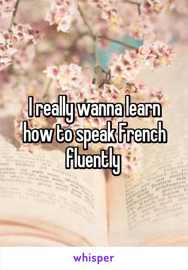 I really wanna learn how to speak French fluently 