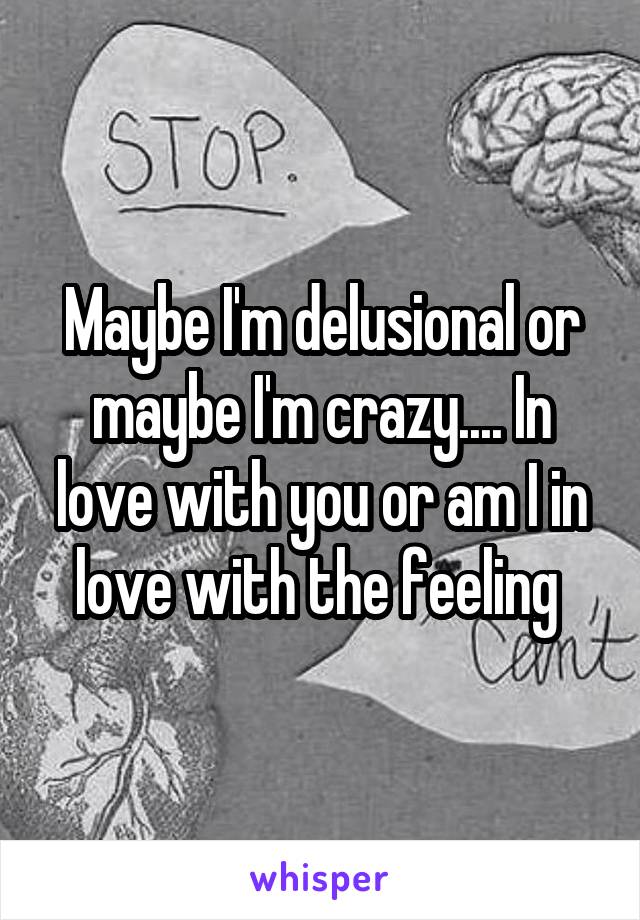 Maybe I'm delusional or maybe I'm crazy.... In love with you or am I in love with the feeling 