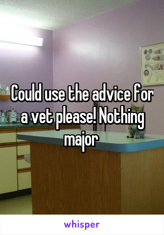 Could use the advice for a vet please! Nothing major 