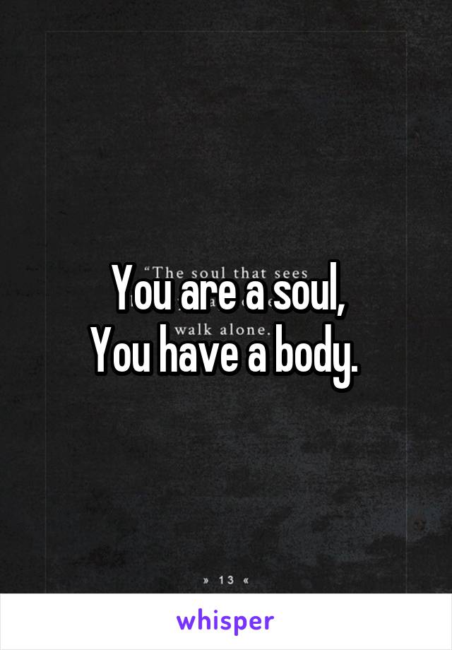 You are a soul,
You have a body. 