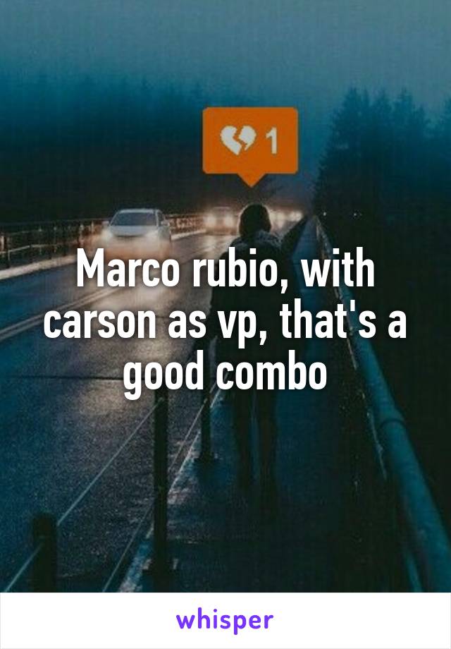 Marco rubio, with carson as vp, that's a good combo