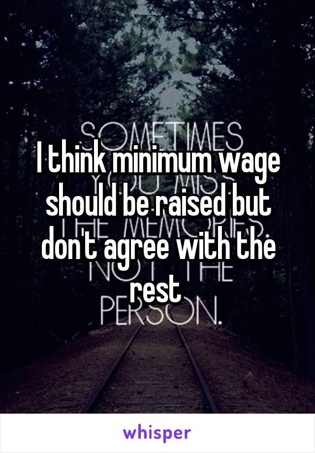 I think minimum wage should be raised but don't agree with the rest 