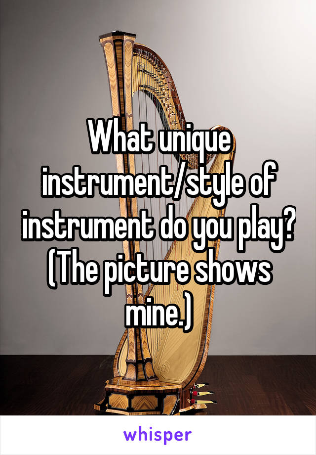 What unique instrument/style of instrument do you play? (The picture shows mine.)