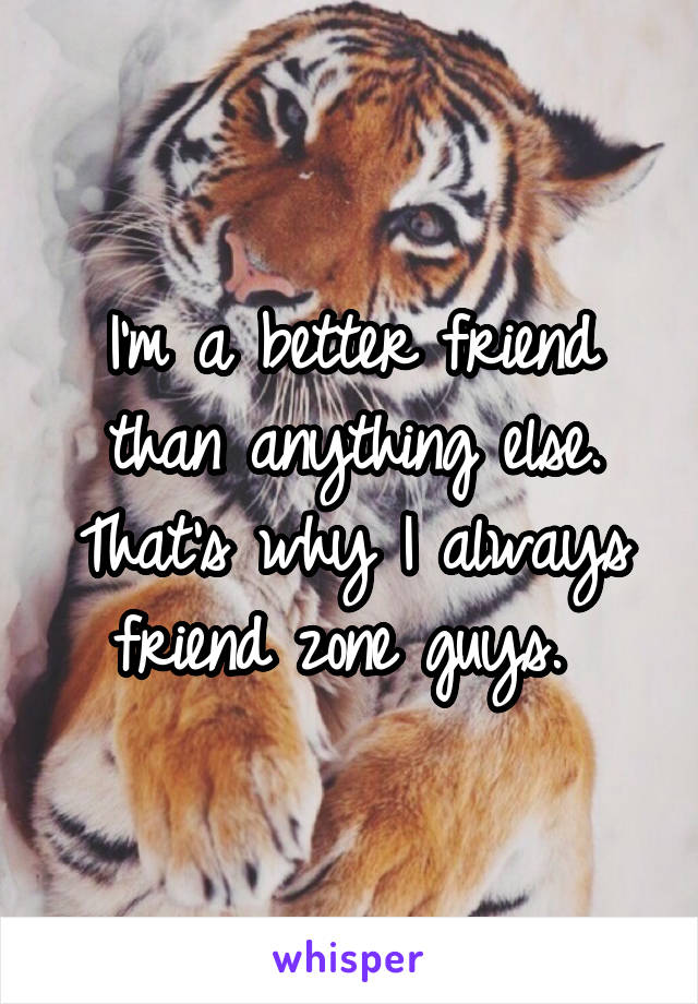 I'm a better friend than anything else. That's why I always friend zone guys. 