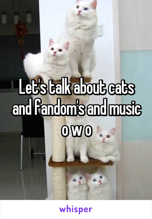 Let's talk about cats and fandom's and music o w o