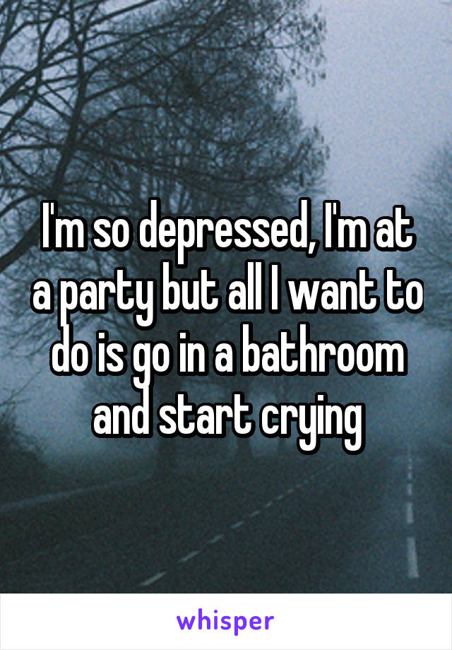 I'm so depressed, I'm at a party but all I want to do is go in a bathroom and start crying