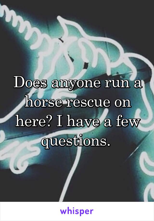 Does anyone run a horse rescue on here? I have a few questions. 