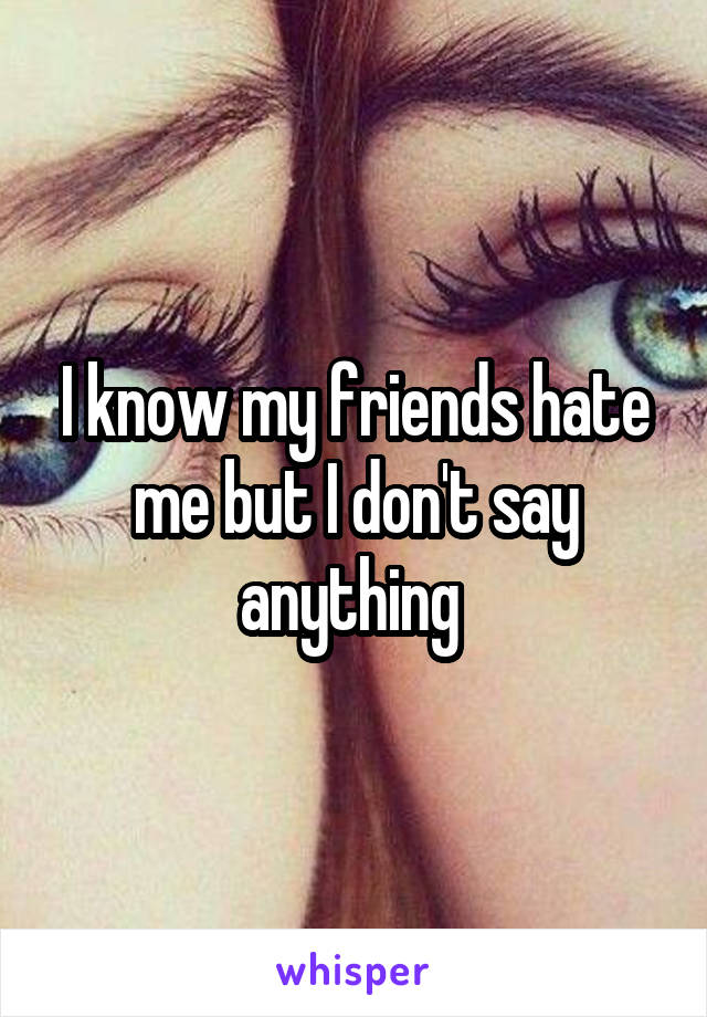 I know my friends hate me but I don't say anything 