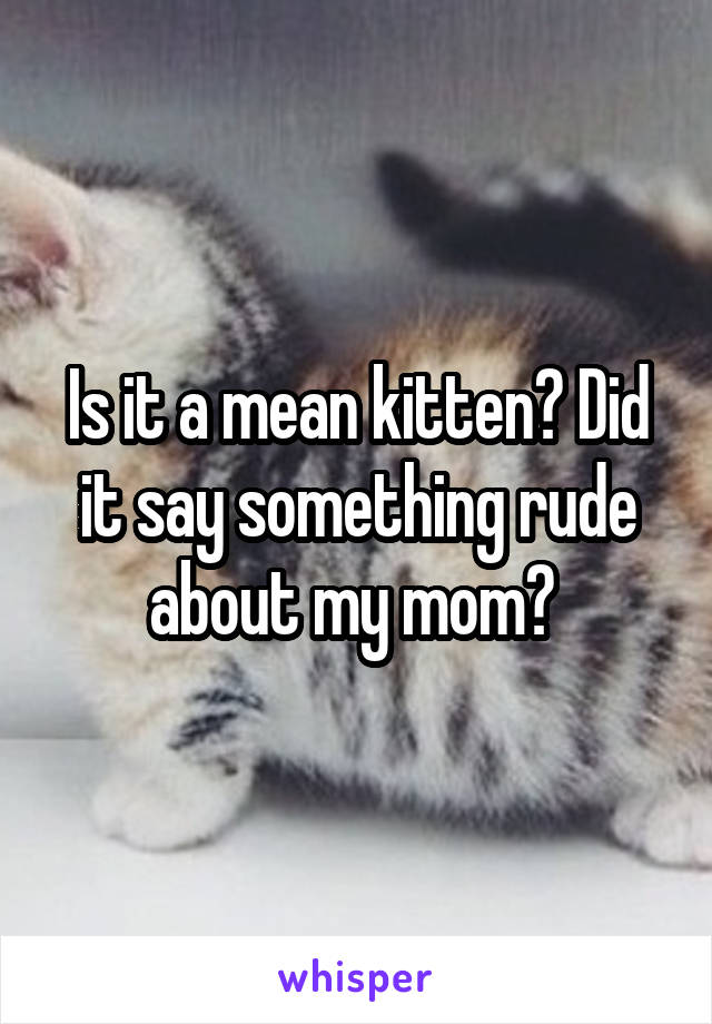 Is it a mean kitten? Did it say something rude about my mom? 