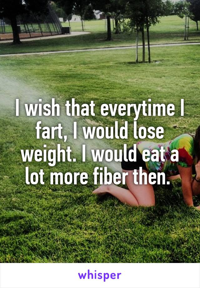 I wish that everytime I fart, I would lose weight. I would eat a lot more fiber then. 