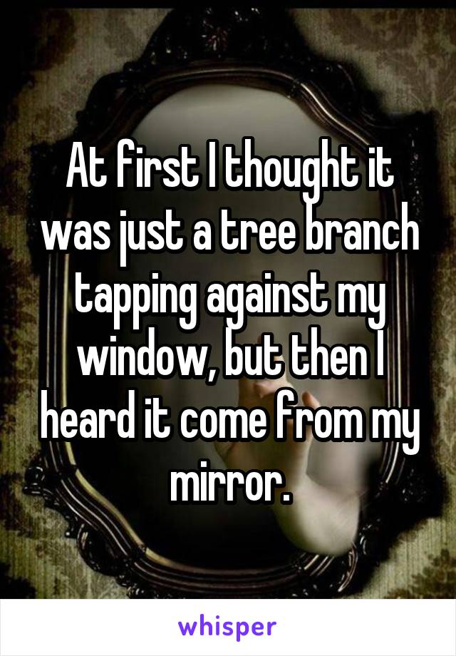 At first I thought it was just a tree branch tapping against my window, but then I heard it come from my mirror.