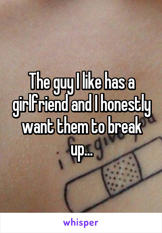 The guy I like has a girlfriend and I honestly want them to break up...