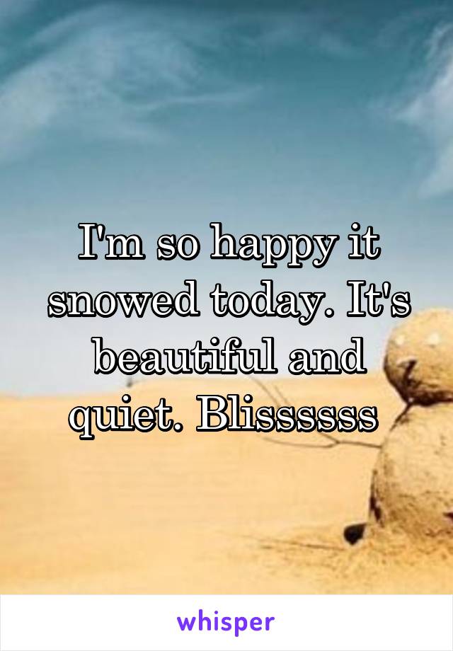 I'm so happy it snowed today. It's beautiful and quiet. Blissssss 