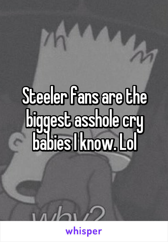 Steeler fans are the biggest asshole cry babies I know. Lol