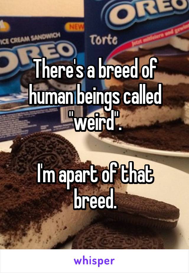 There's a breed of human beings called "weird".

I'm apart of that breed.