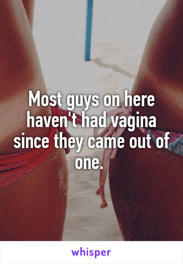 Most guys on here haven't had vagina since they came out of one. 