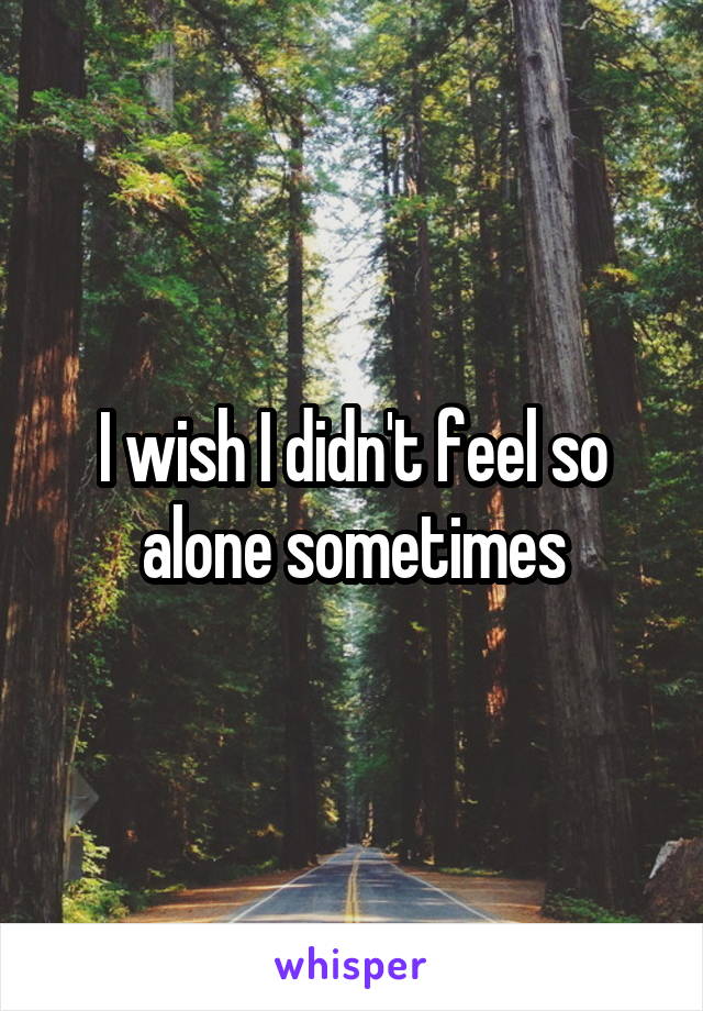 I wish I didn't feel so alone sometimes