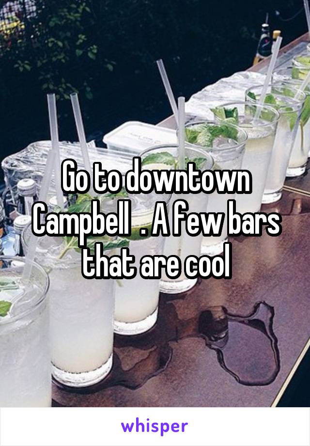 Go to downtown Campbell  . A few bars that are cool