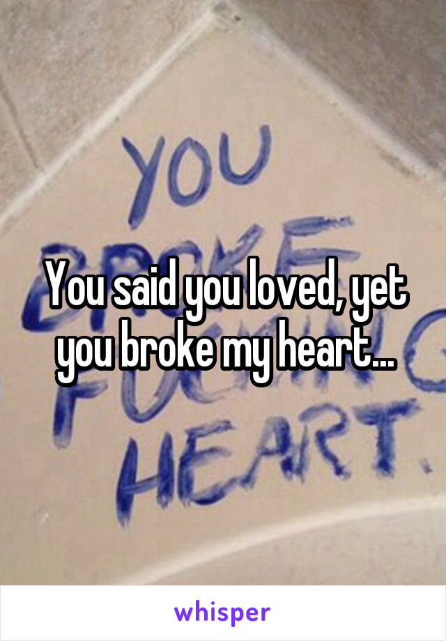 You said you loved, yet you broke my heart...