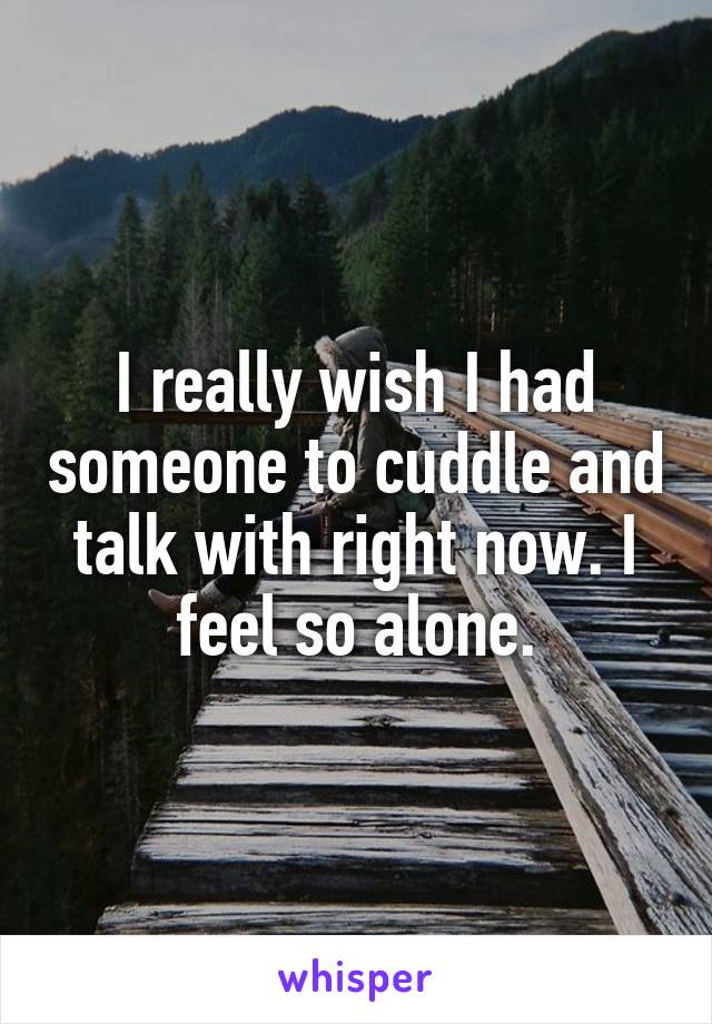 I really wish I had someone to cuddle and talk with right now. I feel so alone.