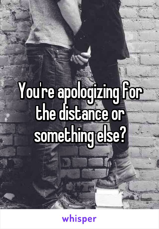 You're apologizing for the distance or something else?