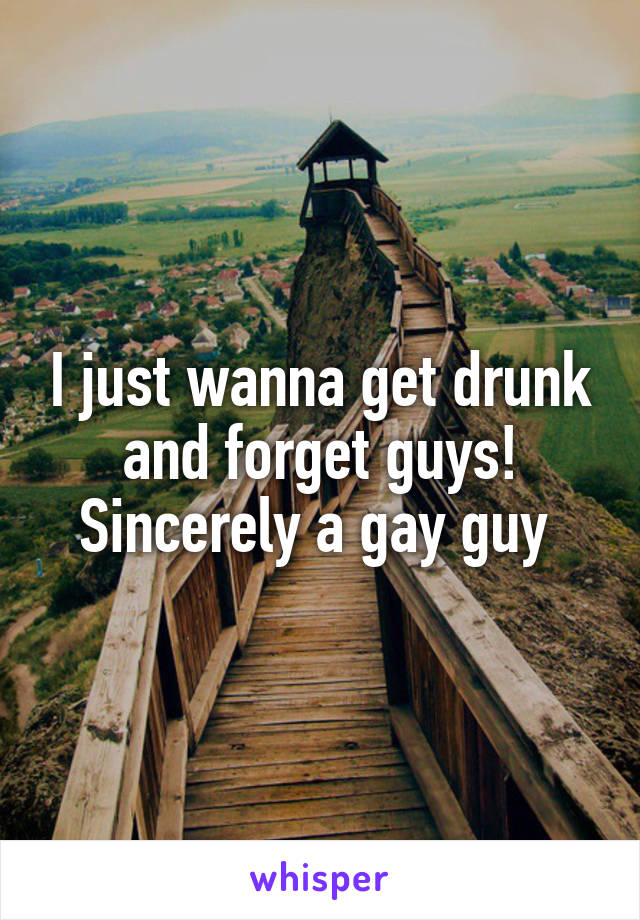 I just wanna get drunk and forget guys! Sincerely a gay guy 