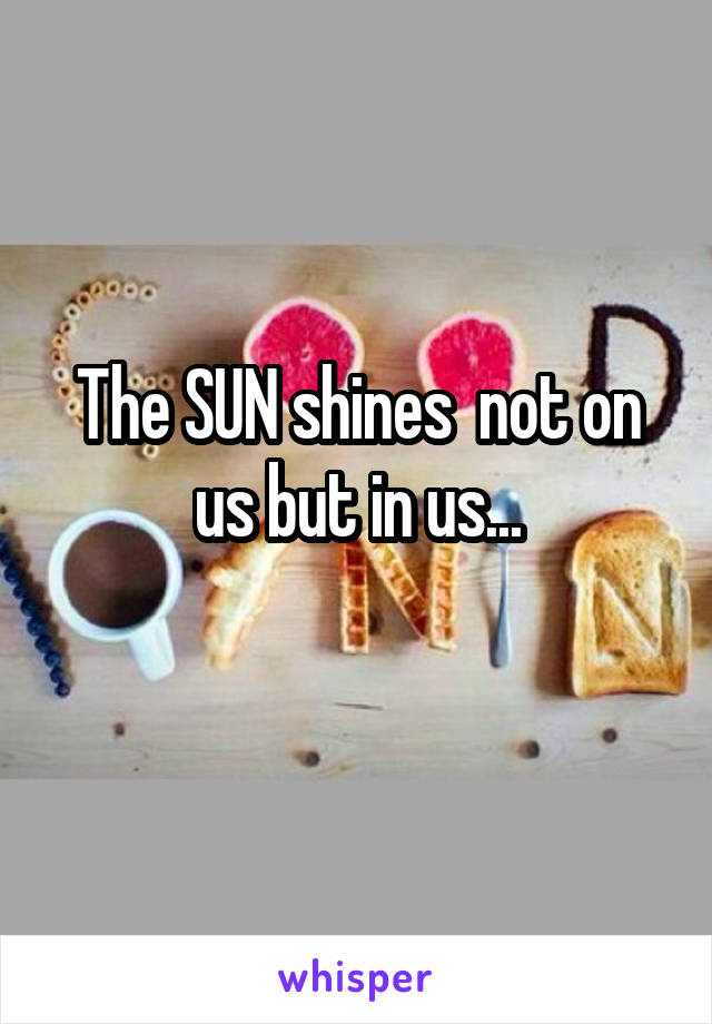 The SUN shines  not on us but in us...
