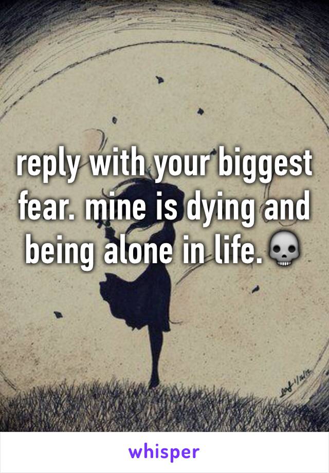 reply with your biggest fear. mine is dying and being alone in life.💀