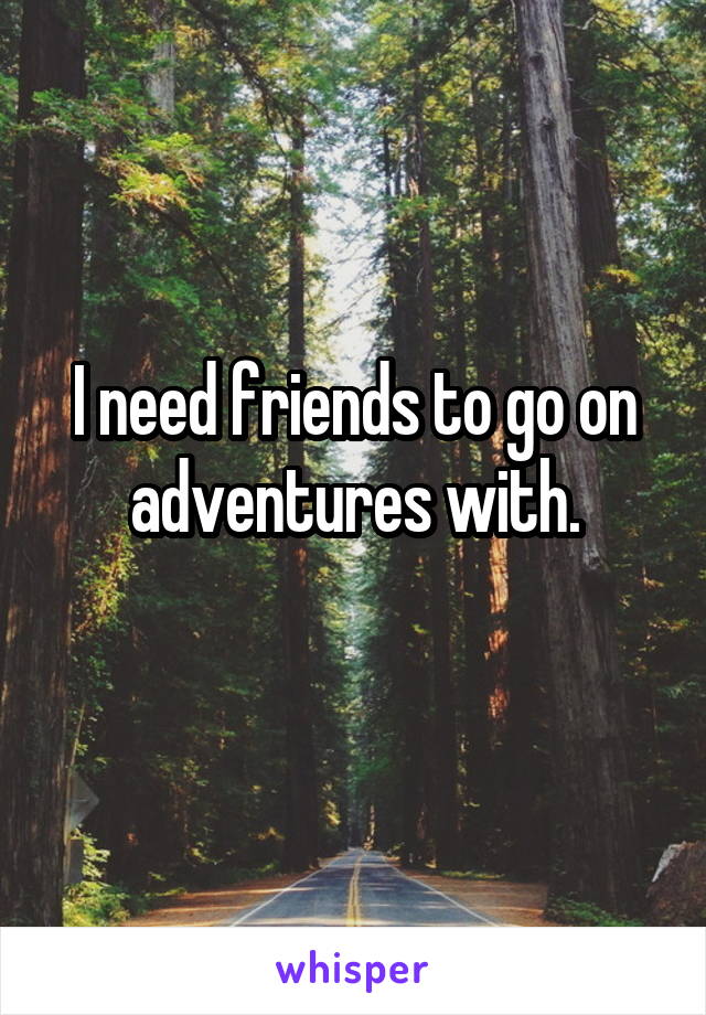 I need friends to go on adventures with.
