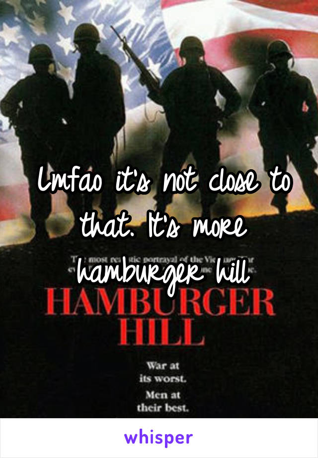 Lmfao it's not close to that. It's more hamburger hill