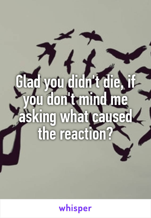 Glad you didn't die, if you don't mind me asking what caused the reaction?