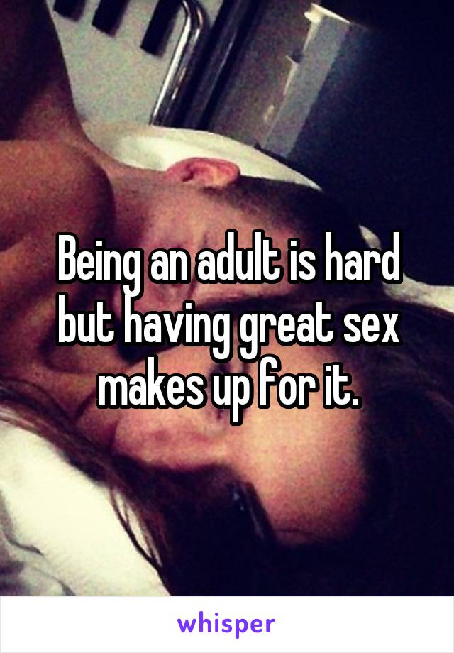 Being an adult is hard but having great sex makes up for it.