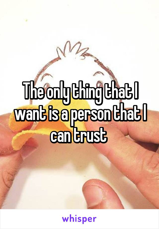 The only thing that I want is a person that I can trust 