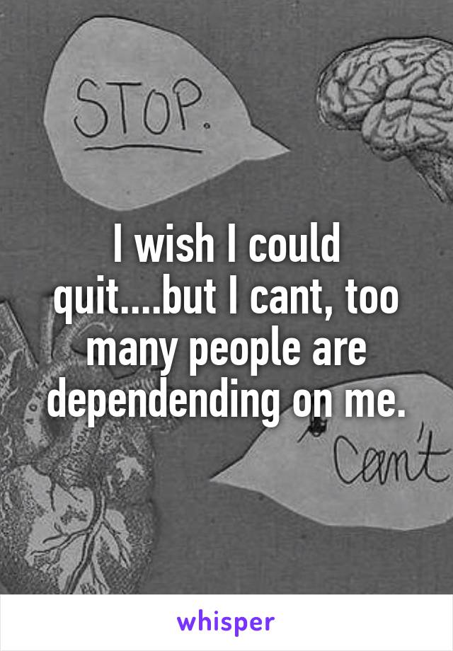 I wish I could quit....but I cant, too many people are dependending on me.