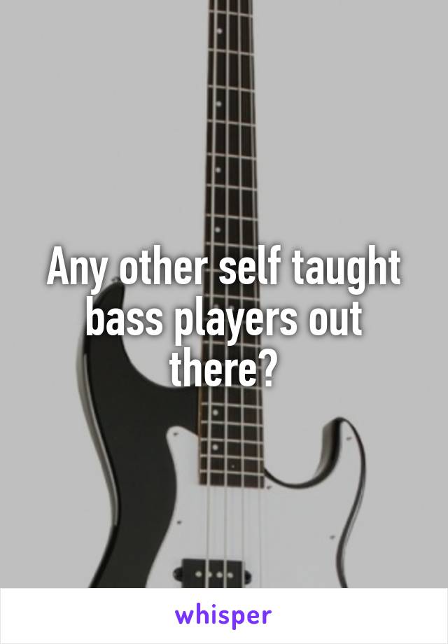 Any other self taught bass players out there?