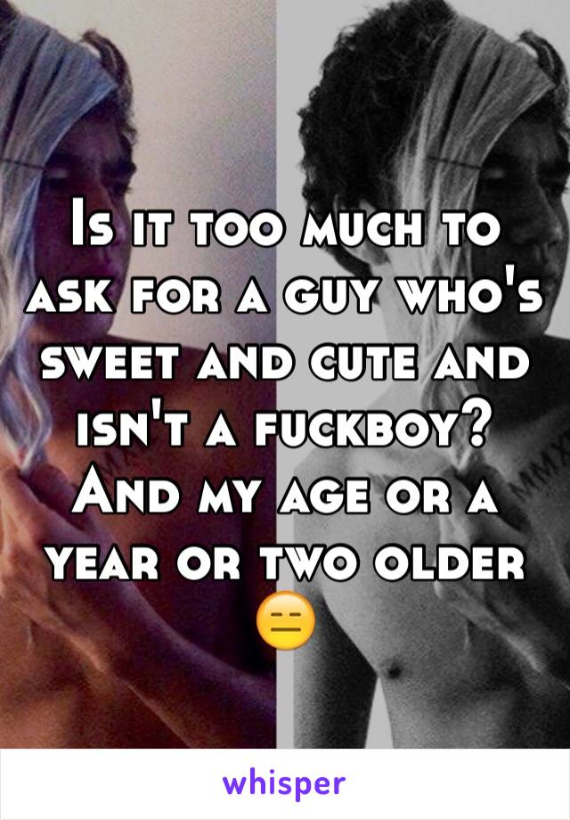 Is it too much to ask for a guy who's sweet and cute and isn't a fuckboy? And my age or a year or two older 😑