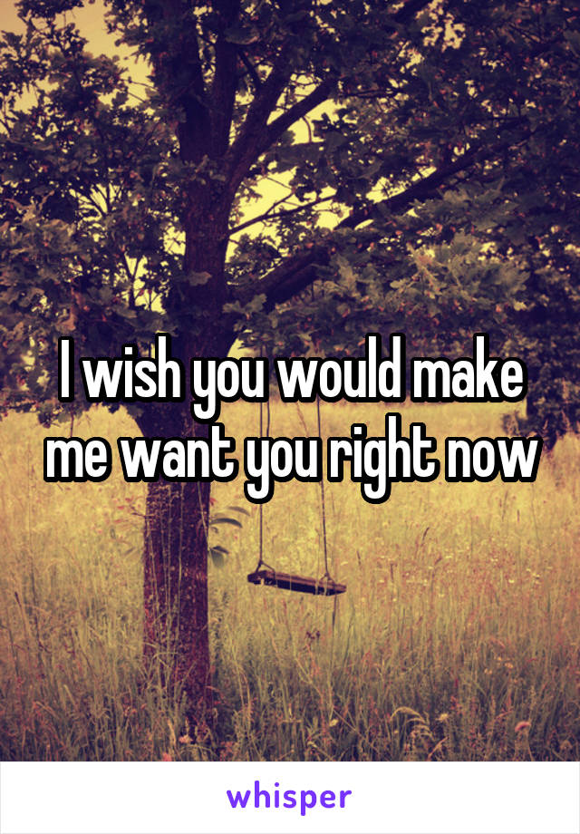 I wish you would make me want you right now