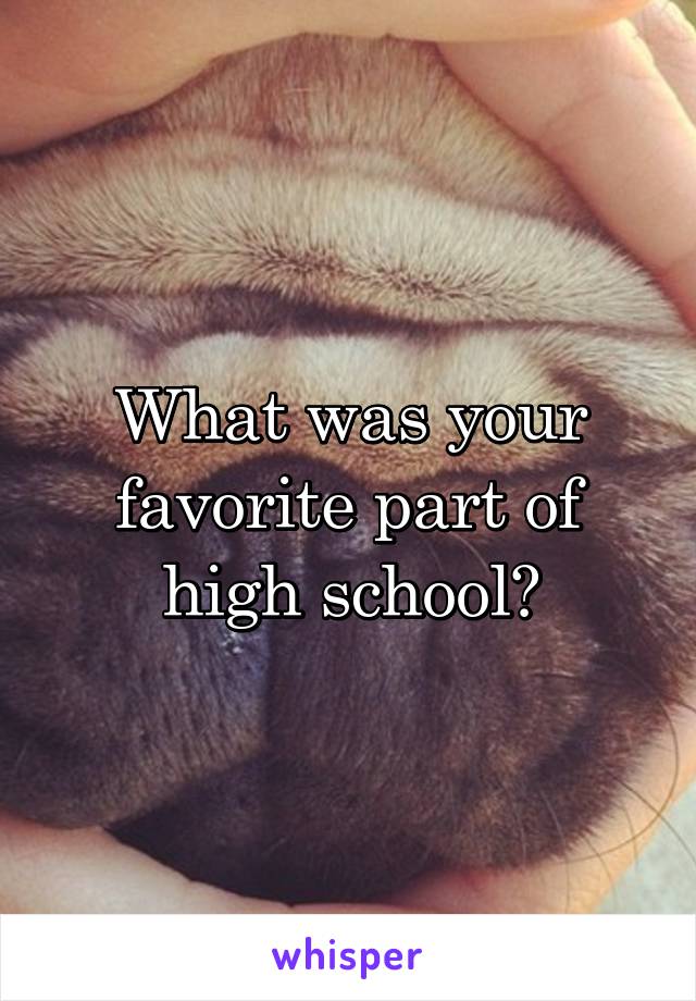 What was your favorite part of high school?